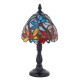 51654-001 Satin Black Mini Table Lamp with Tiffany Glass