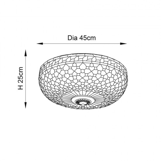 51336-001 Satin Black 2 Light Flush with Tiffany Glass