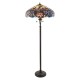 51276-001 Satin Black 2 Light Floor Lamp with Tiffany Glass