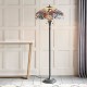 51276-001 Satin Black 2 Light Floor Lamp with Tiffany Glass