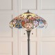 51276-001 Satin Black 2 Light Floor Lamp with Tiffany Glass