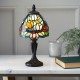 51658-001 Satin Black Mini Table Lamp with Tiffany Glass
