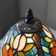 51658-001 Satin Black Mini Table Lamp with Tiffany Glass