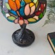 51658-001 Satin Black Mini Table Lamp with Tiffany Glass