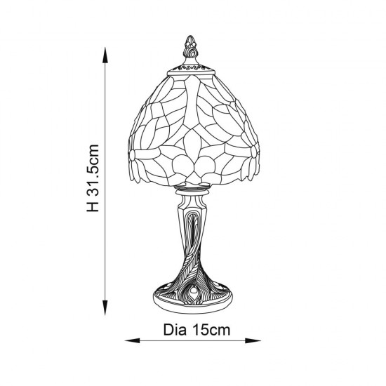 51658-001 Satin Black Mini Table Lamp with Tiffany Glass