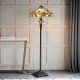 51283-001 Satin Black 2 Light Floor Lamp with Tiffany Glass