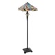 51283-001 Satin Black 2 Light Floor Lamp with Tiffany Glass