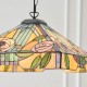51351-001 Satin Black 3 Light Pendant with Tiffany Glass