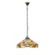51351-001 Satin Black 3 Light Pendant with Tiffany Glass