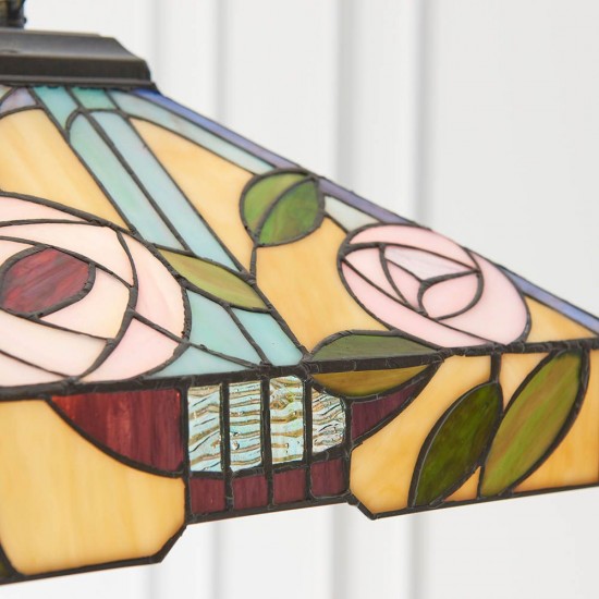 51451-001 Satin Black Pendant with Tiffany Glass