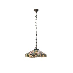 51451-001 Satin Black Pendant with Tiffany Glass