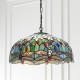 51352-001 Satin Black 3 Light Pendant with Tiffany Glass