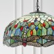 51352-001 Satin Black 3 Light Pendant with Tiffany Glass