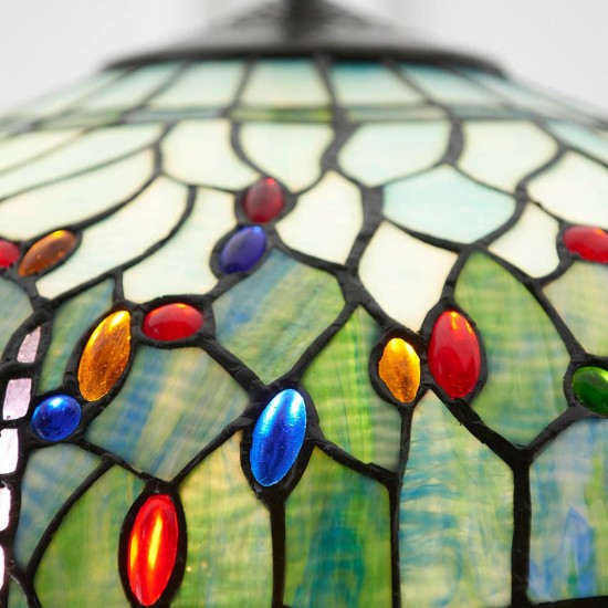 51352-001 Satin Black 3 Light Pendant with Tiffany Glass