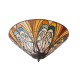 51461-001 Satin Black 2 Light Flush with Tiffany Glass