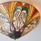 51461-001 Satin Black 2 Light Flush with Tiffany Glass