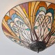 51461-001 Satin Black 2 Light Flush with Tiffany Glass