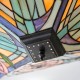 51339-001 Satin Black 2 Light Flush with Tiffany Glass