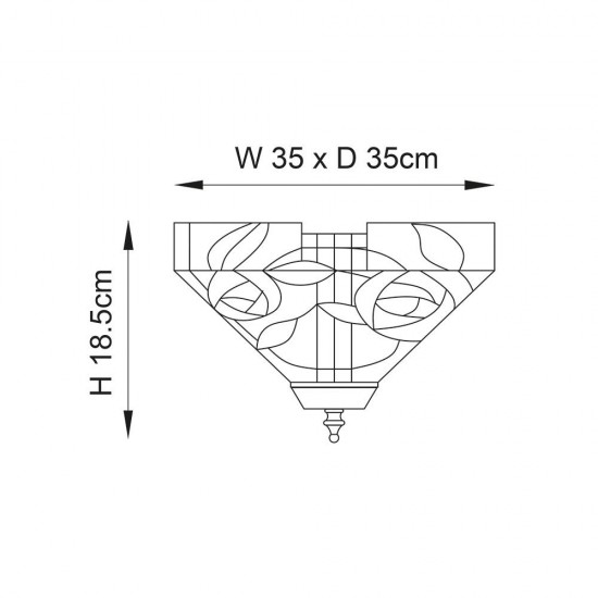 51464-001 Satin Black 2 Light Flush with Tiffany Glass