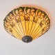 51340-001 Satin Black 2 Light Semi Flush with Tiffany Glass