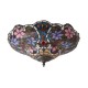 51471-001 Satin Black 2 Light Flush with Tiffany Glass