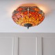51478-001 Satin Black 2 Light Flush with Tiffany Glass