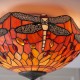 51478-001 Satin Black 2 Light Flush with Tiffany Glass