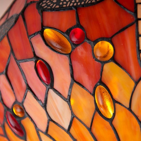 51478-001 Satin Black 2 Light Flush with Tiffany Glass