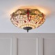 51480-001 Satin Black 2 Light Flush with Tiffany Glass