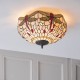 51480-001 Satin Black 2 Light Flush with Tiffany Glass