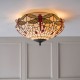 51480-001 Satin Black 2 Light Flush with Tiffany Glass