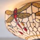 51480-001 Satin Black 2 Light Flush with Tiffany Glass
