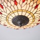 51480-001 Satin Black 2 Light Flush with Tiffany Glass