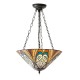 51514-001 Satin Black 3 Light Pendant with Tiffany Glass