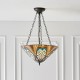 51514-001 Satin Black 3 Light Pendant with Tiffany Glass
