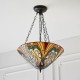 51514-001 Satin Black 3 Light Pendant with Tiffany Glass