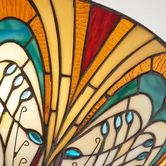 51514-001 Satin Black 3 Light Pendant with Tiffany Glass