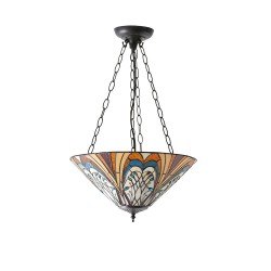 51514-001 Satin Black 3 Light Pendant with Tiffany Glass