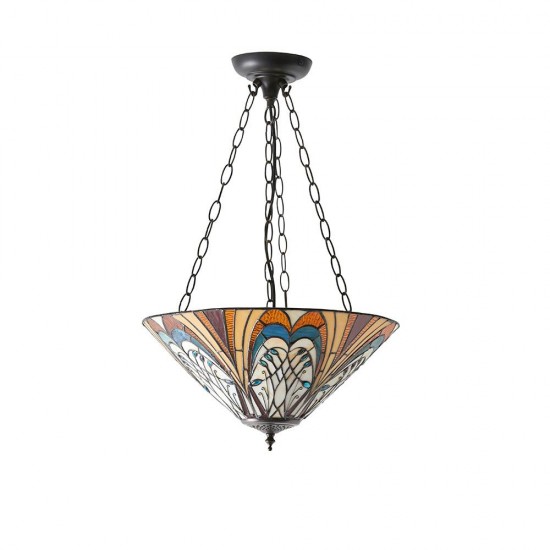 51514-001 Satin Black 3 Light Pendant with Tiffany Glass