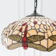 51494-001 Satin Black 3 Light Pendant with Tiffany Glass