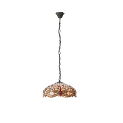 51494-001 Satin Black 3 Light Pendant with Tiffany Glass