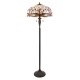 51298-001 Satin Black 2 Light Floor Lamp with Tiffany Glass