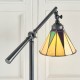 51820-001 Satin Black Floor Lamp with Tiffany Glass