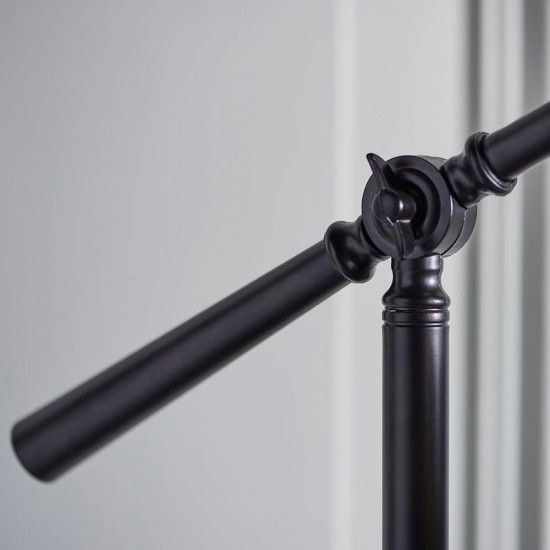 51820-001 Satin Black Floor Lamp with Tiffany Glass