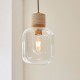 78822-001 Natural Travertine Stone Pendant with Clear Glass