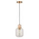 78822-001 Natural Travertine Stone Pendant with Clear Glass
