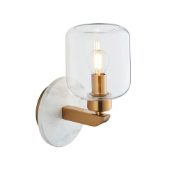 78824-001 White Volakas Marble Wall Lamp with Clear Glass