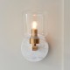 78824-001 White Volakas Marble Wall Lamp with Clear Glass