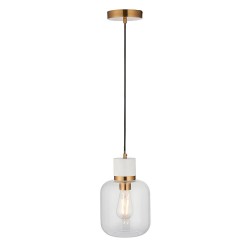 78825-001 White Volakas Marble Pendant with Clear Glass