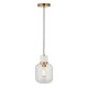 78825-001 White Volakas Marble Pendant with Clear Glass